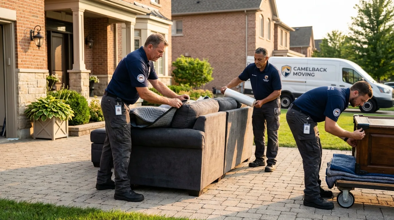 Large estate moving crew wrapping furniture in Severn, MD
